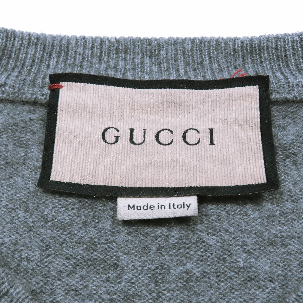 良品 GUCCI グッチ カシミヤ ニット セーター 長袖 クルーネック GG