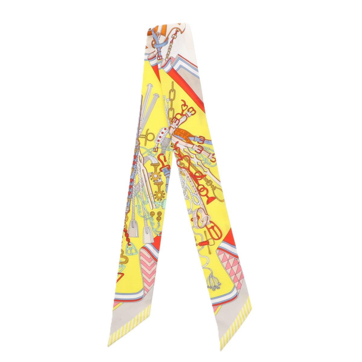 エルメス ツイリー　Young Vintage スカーフ イエロー シルク エルメス ツイリー Young Vintage スカーフ イエロー シルク エルメス