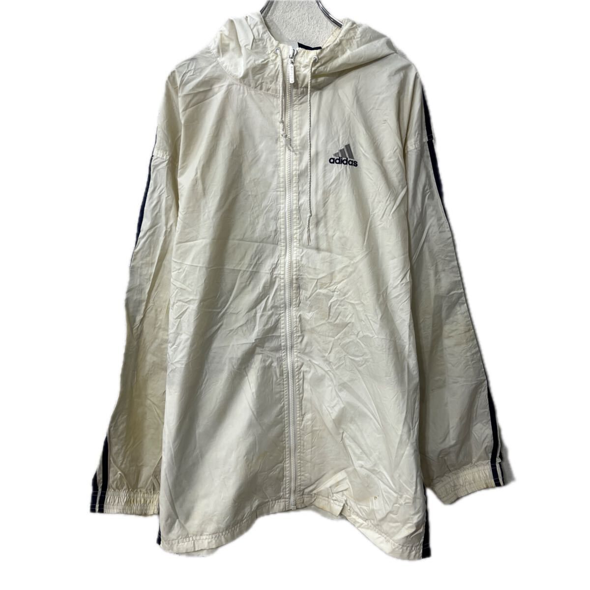 90s adidas ナイロンジャケット XL ホワイト アディダス フーディー 