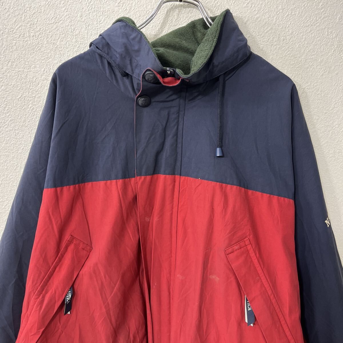90s nautica マウンテンパーカー XL ネイビー レッド ノーティカ 