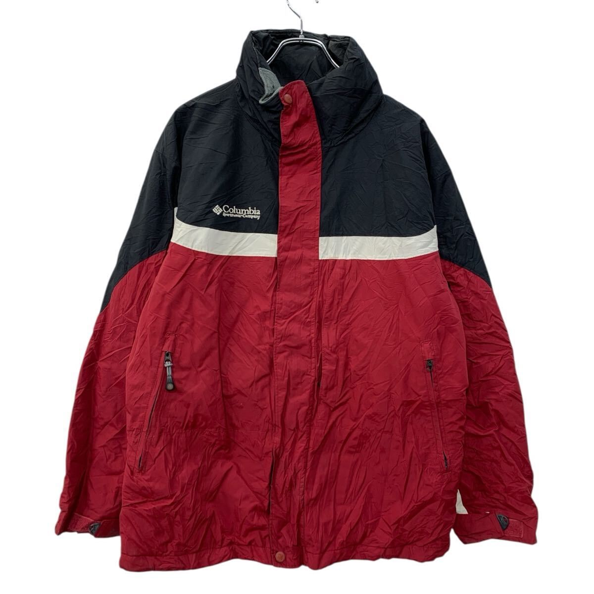 Columbia ワークジャケット L レッド ブラック コロンビア ジップ 