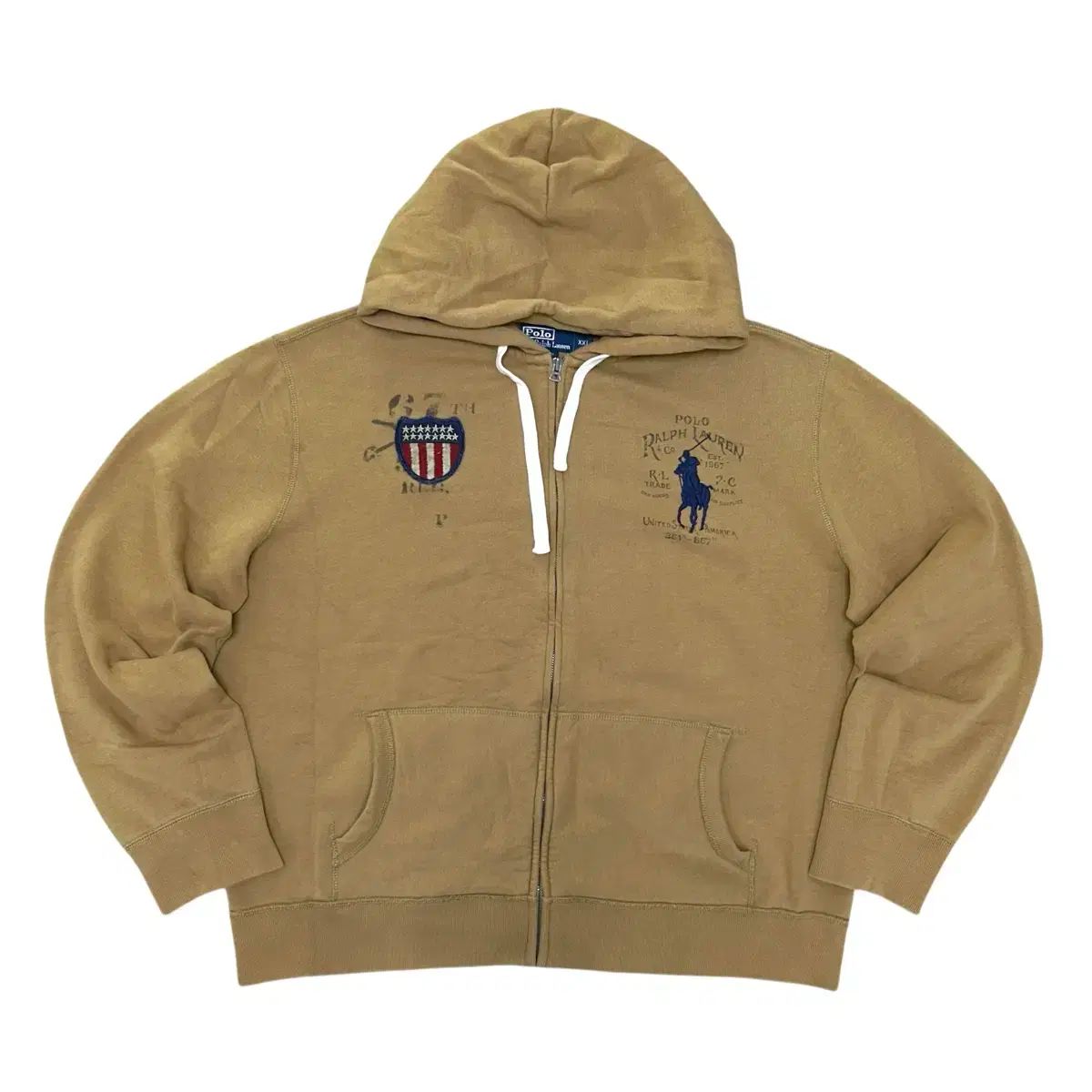 ポロ マスタード ベージュ ビックポニー フードジップアップ (2XL