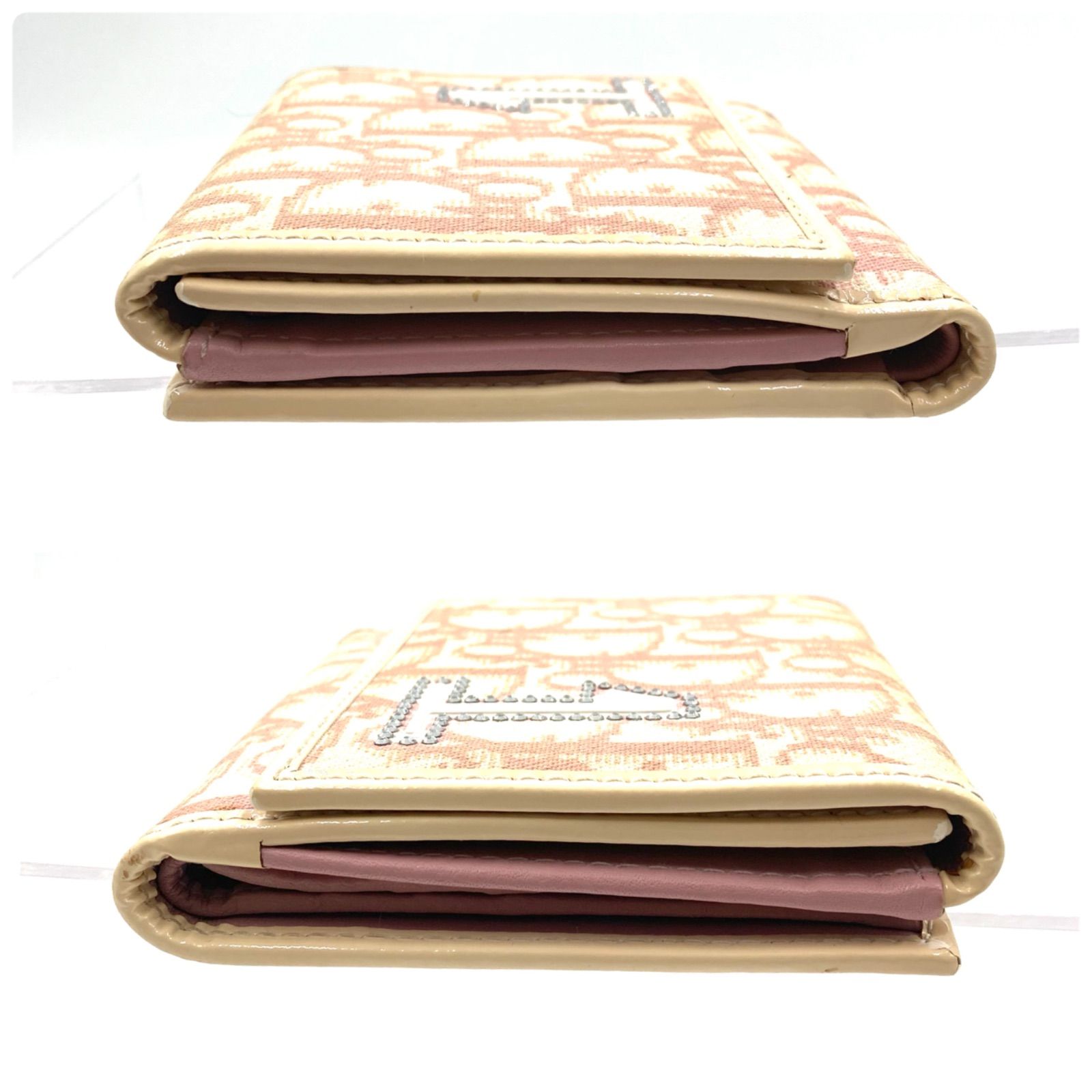 【美品✨トロッター柄/人気】クリスチャンディオール　折り財布　ベージュ　レザー 美品✨Dior トロッター柄 二つ折り財布 CHRISTIAN DIOR クリスチャン