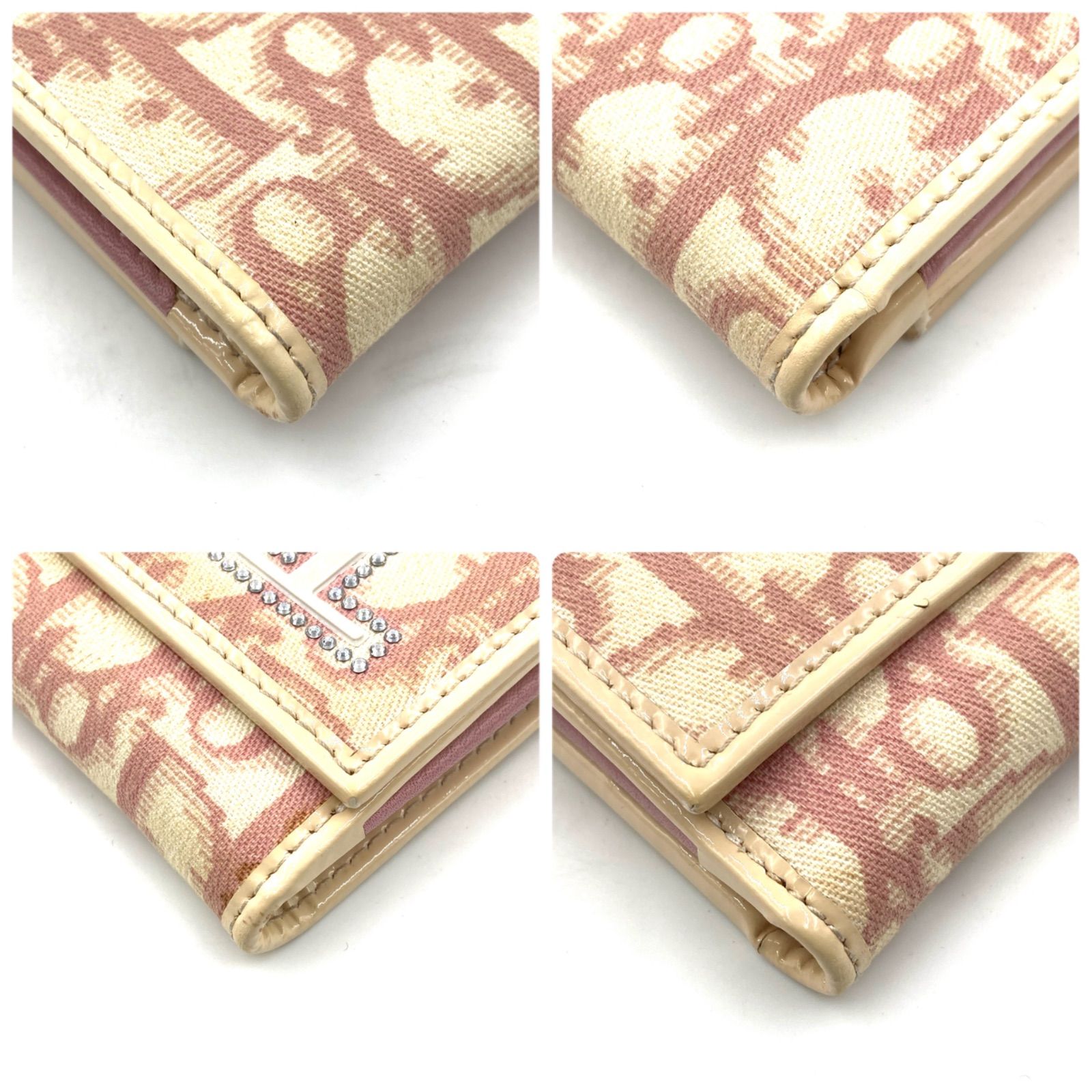 【美品✨トロッター柄/人気】クリスチャンディオール　折り財布　ベージュ　レザー 美品✨Dior トロッター柄 二つ折り財布 CHRISTIAN DIOR クリスチャン