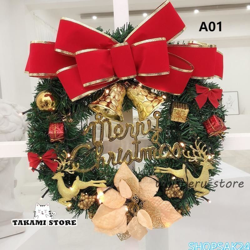 クリスマスリース ドライフラワー ウッドフラワー 40cm ギフトボックス