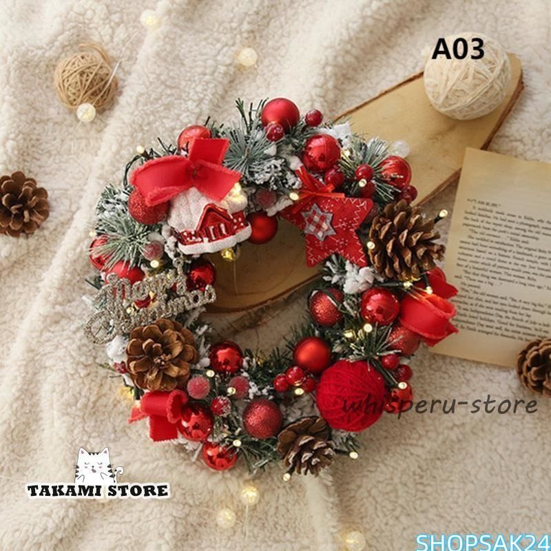 クリスマスリース ドライフラワー ウッドフラワー 40cm ギフトボックス