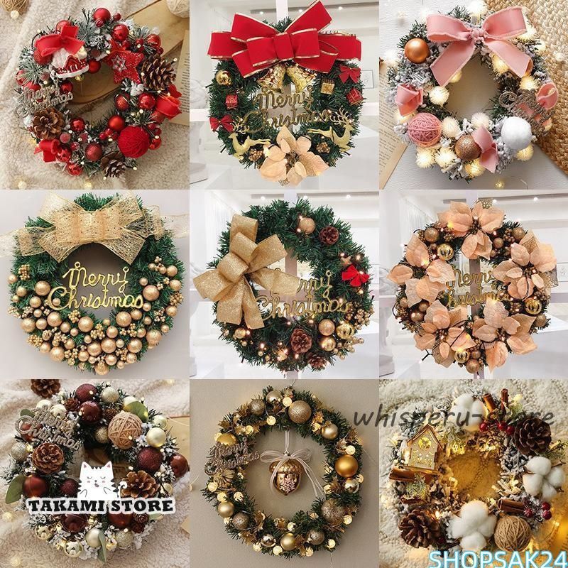 クリスマスリース ドライフラワー ウッドフラワー 40cm ギフトボックス