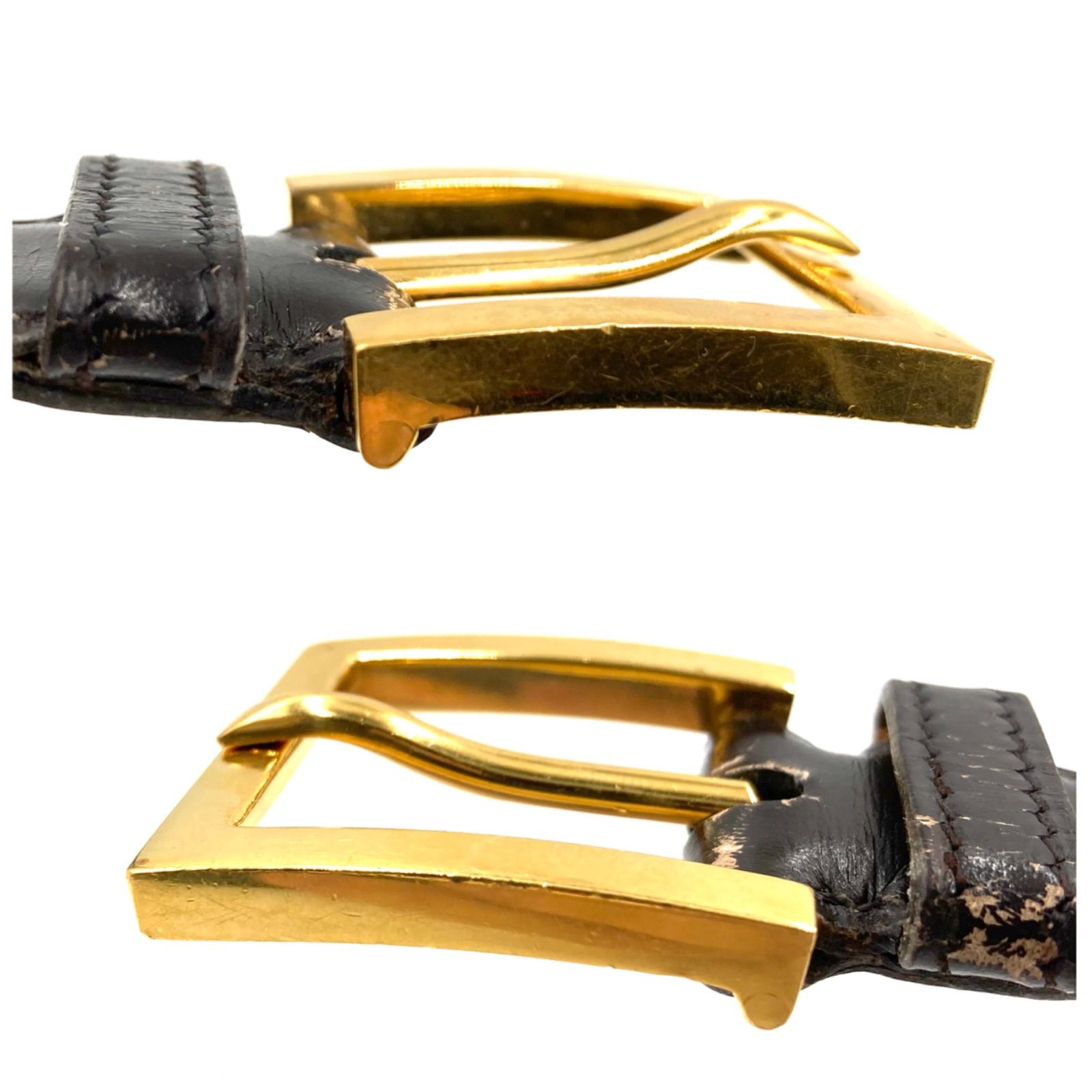 □稀少□HERMES エルメス レザーベルト ダークブラウン ゴールド金具