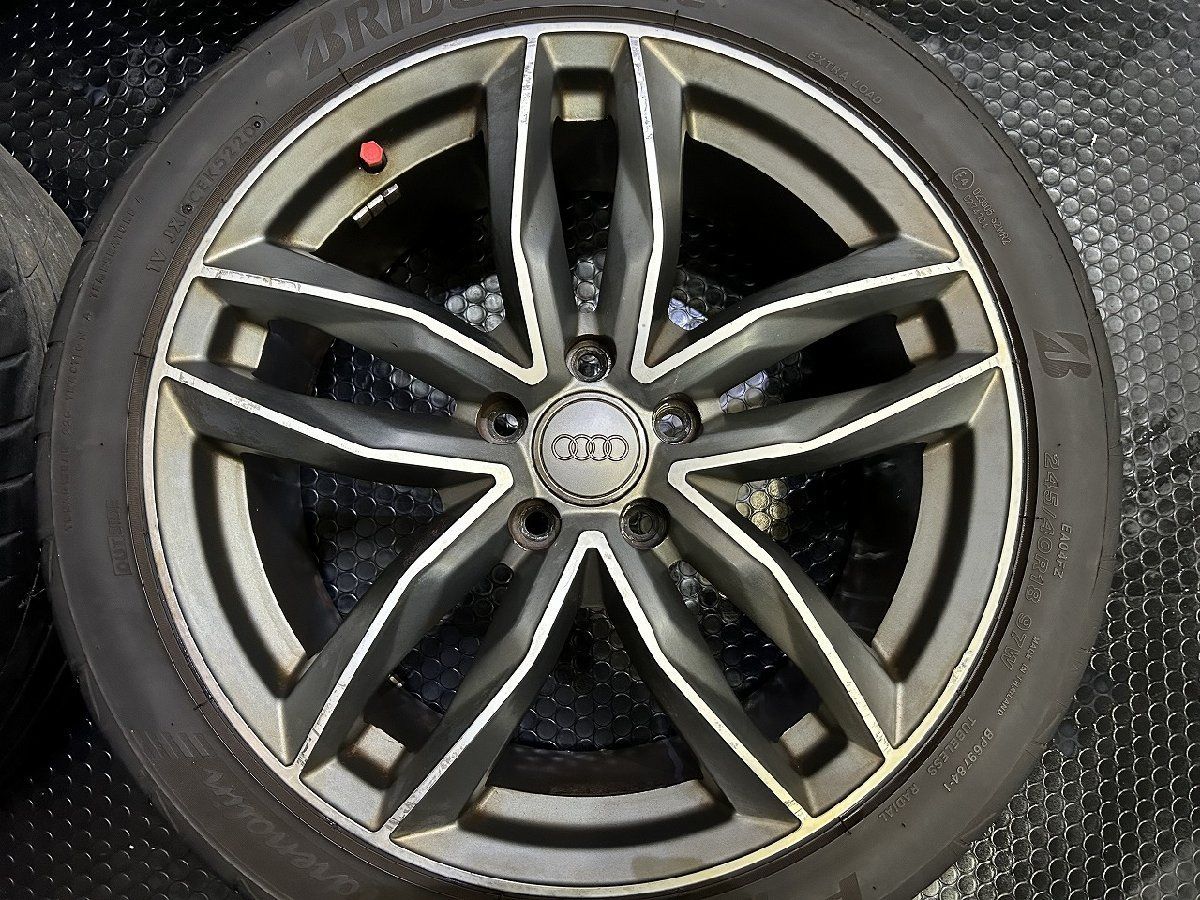 【BS POTENZA RE04 245/40R18】夏タイヤ【アウディ 純正キャップ 社外ホイール 18インチ 8J5HPCD112+45】20年製 バリ溝 audi/A4等 (VTP259) BS POTENZA RE04 245/40R18】夏タイヤ【アウディ 純正キャップ 社外