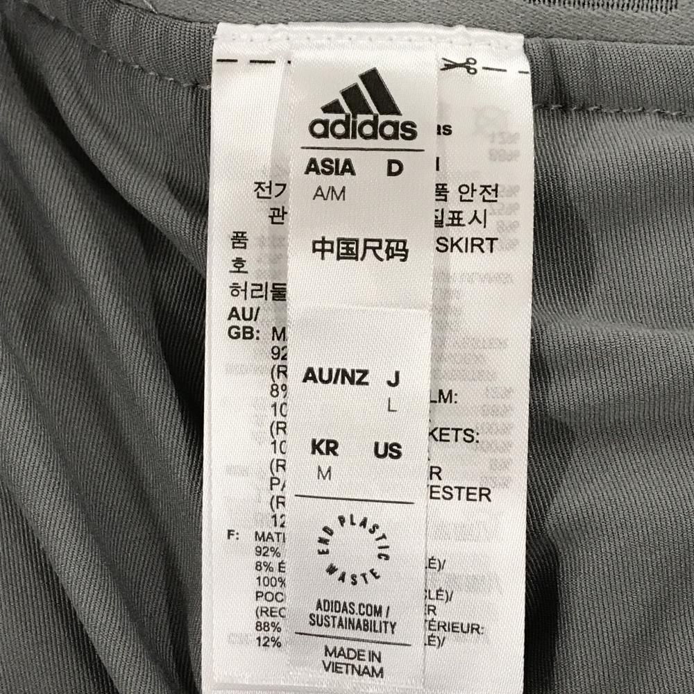 【超美品】アディダス スカート グレー サイド3ライン 裏起毛 内側インナーパンツ レディース L ゴルフウェア adidas