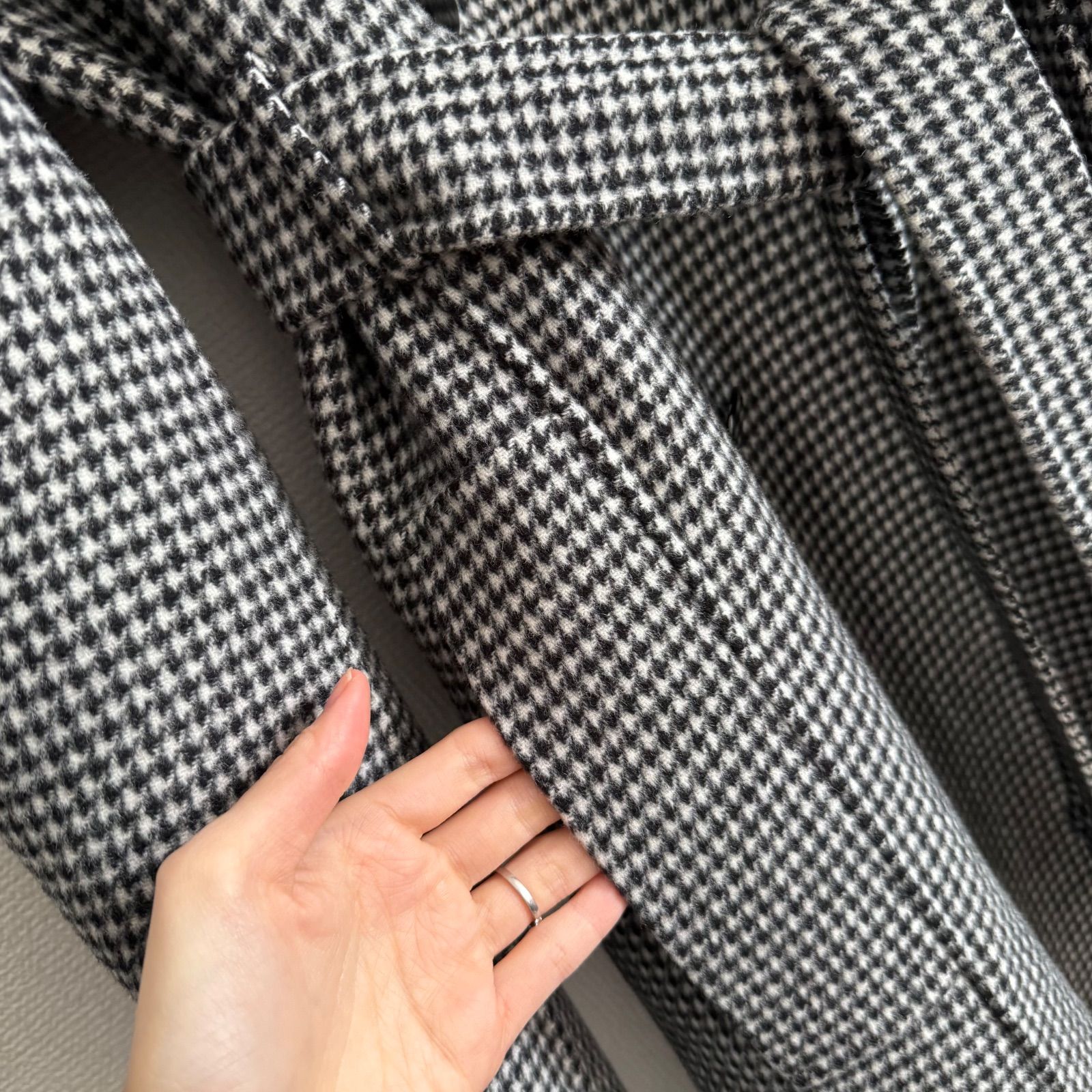 美品★最高峰クチートアマーノ★グレンチェック柄ロングコート★マックスマーラ★ 未使用級 現行 MaxMara クチートアマーノ 千鳥格子柄ウールロング