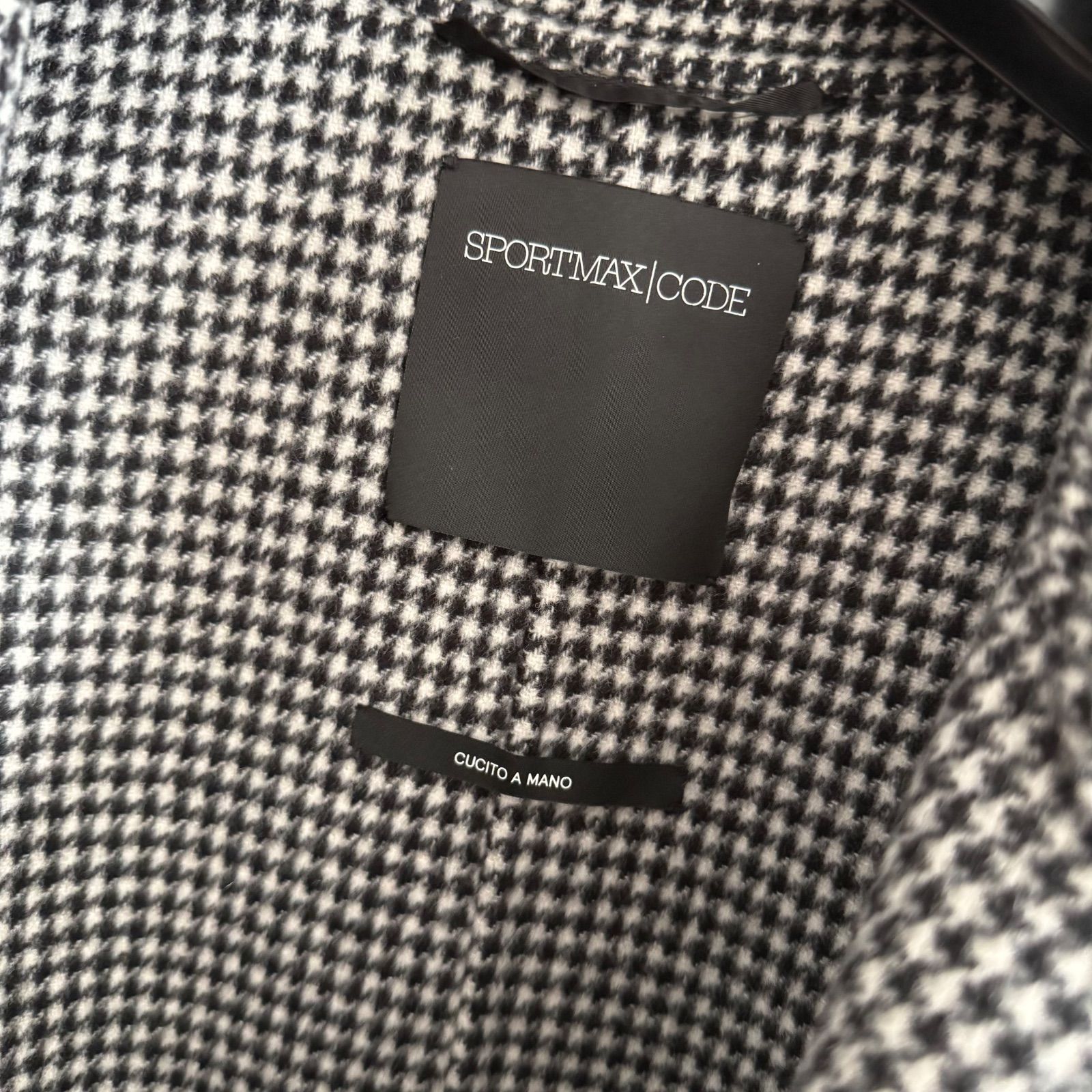 未使用級 現行 MaxMara クチートアマーノ 千鳥格子柄ウールロング