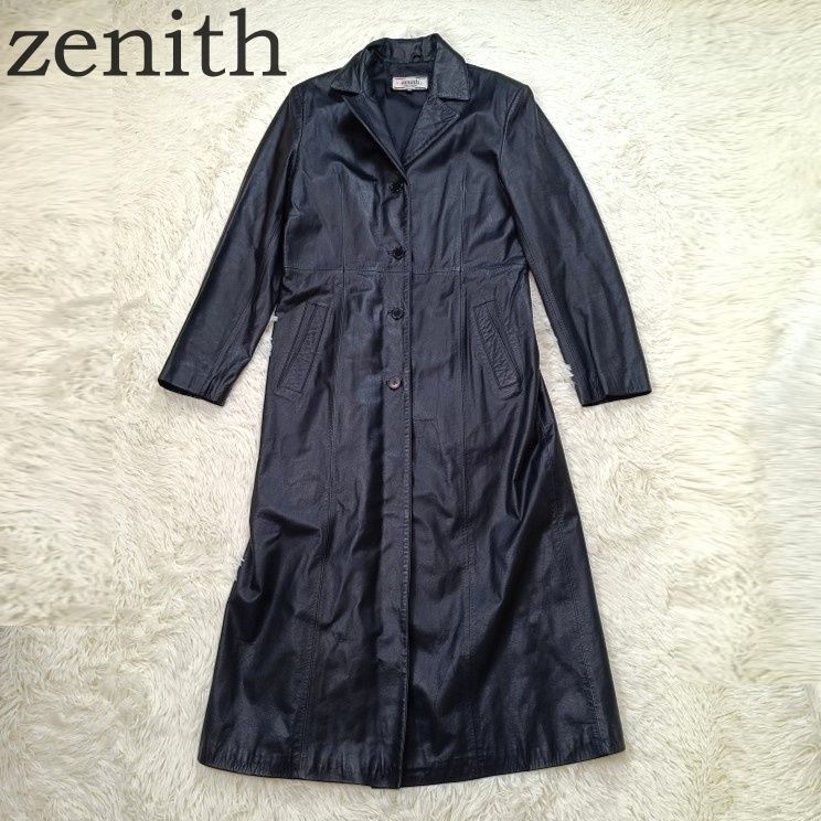 希少 zenith ゼニス レザー 本革 ロングコート マキシ丈 サイズ88 L