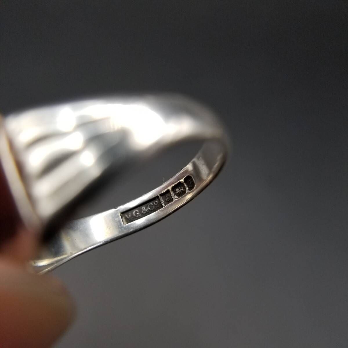 英国製 シルバー925 80s ヴィンテージ シグネット リング 14号 1980年 英国 ヴィンテージ ダイヤカット レクタングル 925 シルバー