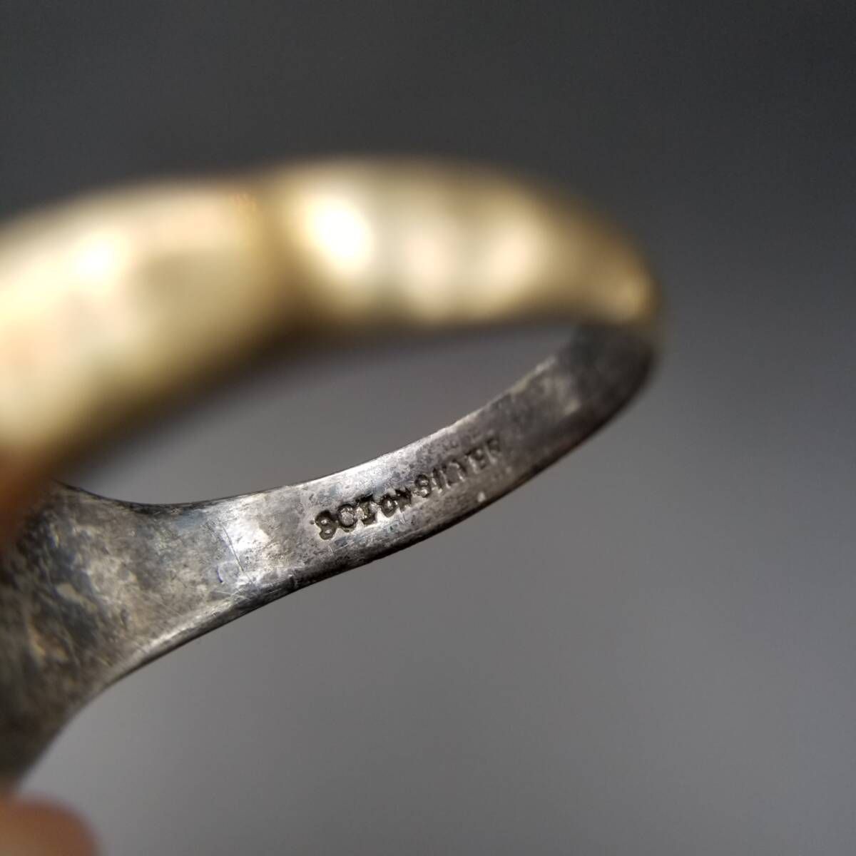 激渋　ヴィンテージ　希少　リング　シルバー　925 シグネット　アンティーク JHW社製 英国 ヴィンテージ フローラル エッチング スクエア