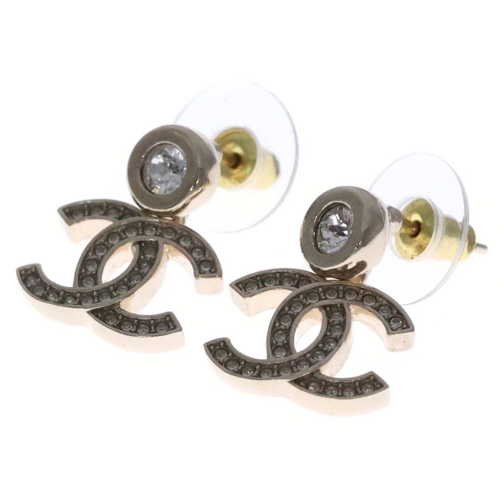 ヴィンテージ】CHANEL ココマーク ストーン付きピアス ゴールド 06A