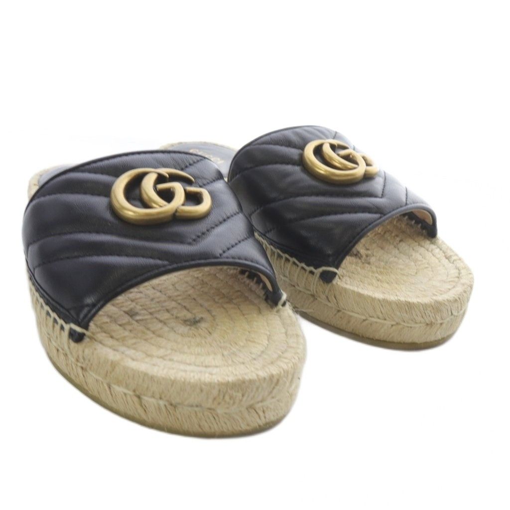 GUCCI グッチ マーモント エスパドリーユ サンダル 37% 24.5 グッチ GUCCI サンダル フラット GGマーモント エスパドリーユ 35.5