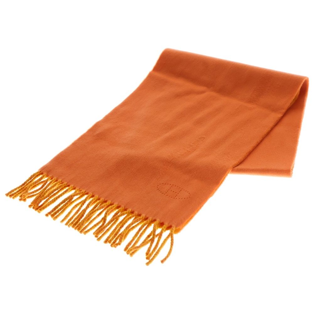 新品タグ付き✨HERMES マフラー カシミヤ オレンジ レザーラベル 箱完備 エルメス Hermes HERMES マフラー 140×30 カザック H259133S カシミヤ