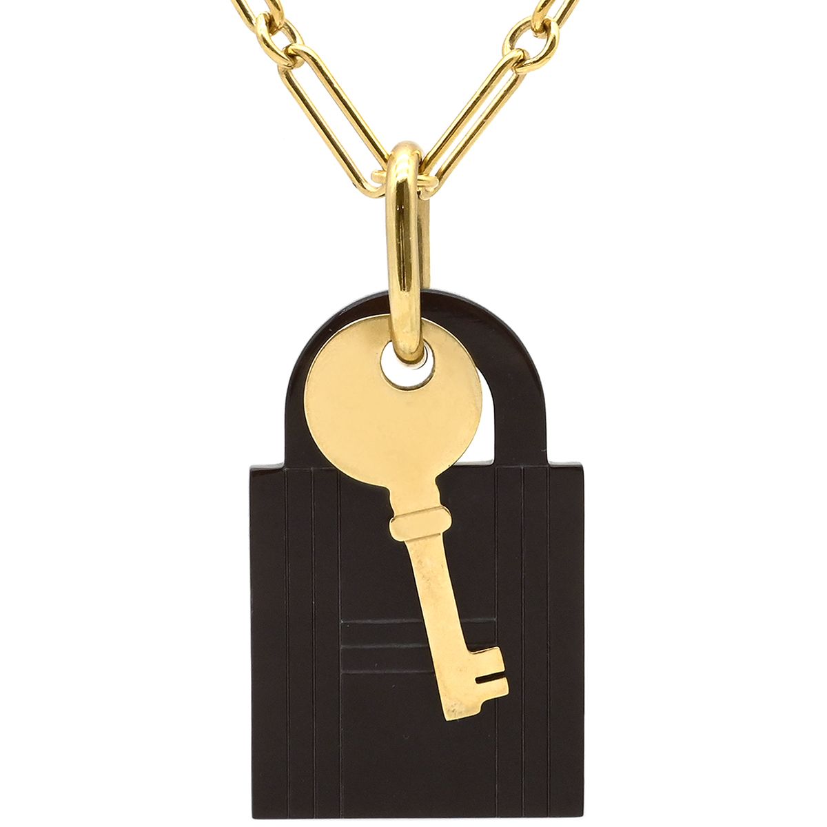 エルメス HERMES ネックレス アミュレット パドロック GM バッファロー