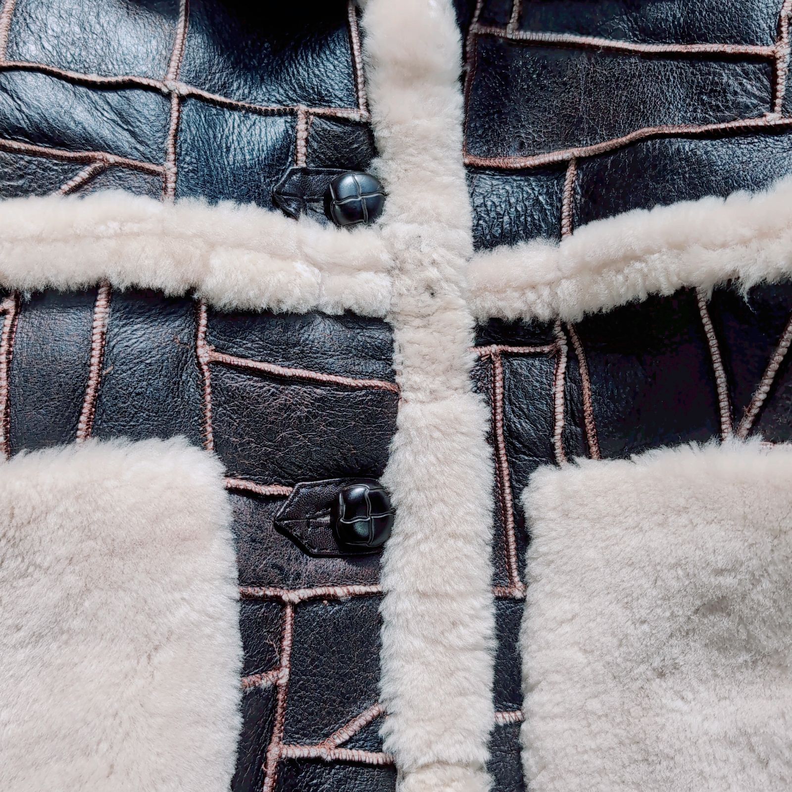 Ohka Lamb GINZA TOKYO ムートンジャケット パッチワーク B-3 リアル