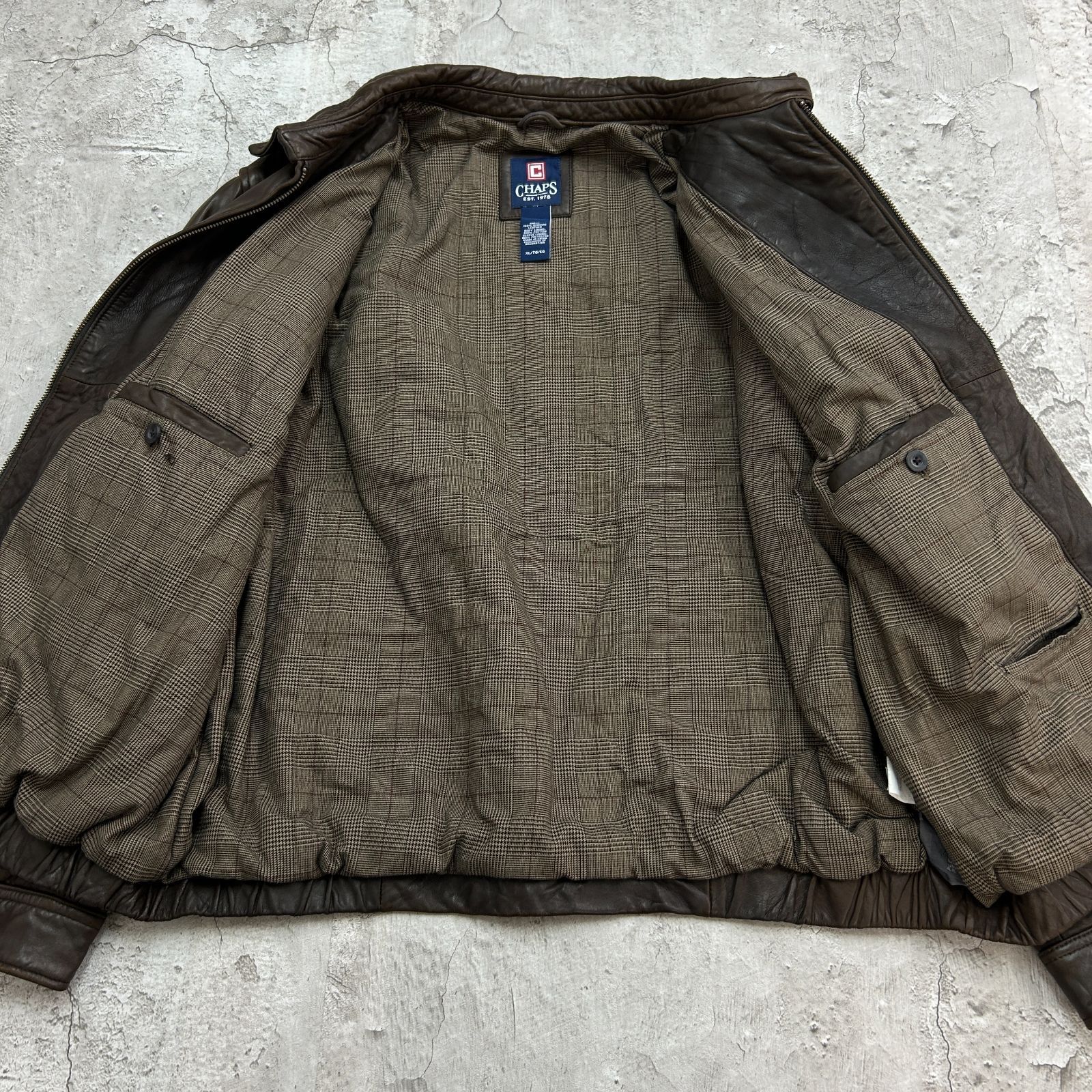 00s CHAPS チャップス レザー スウィングトップ ダークブラウン