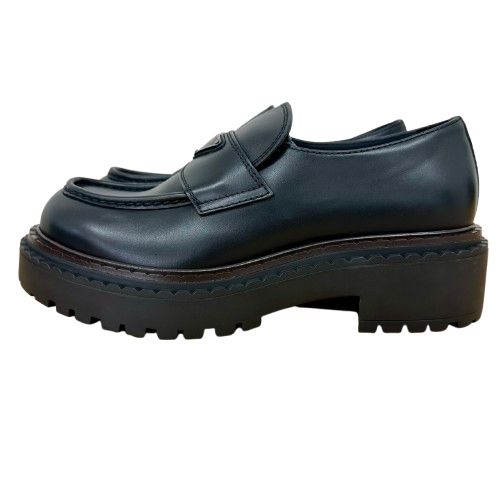 ♪PRADA プラダ 2DE148 チョコレート レザー ローファー 三角ロゴ 27cm