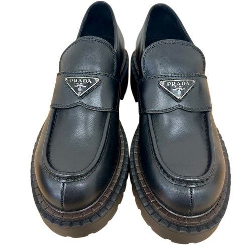 ♪PRADA プラダ 2DE148 チョコレート レザー ローファー 三角ロゴ 27cm