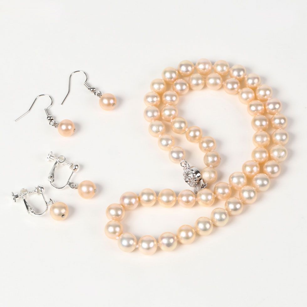 つやたま 品質保証付 本真珠ネックレス＆イヤリングセット or ピアス