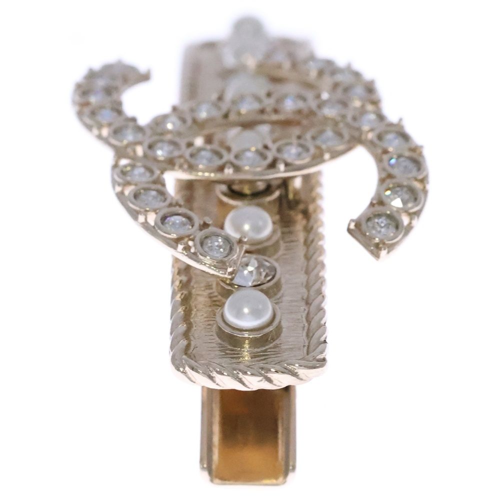 CHANEL　シャネル　フェイクパール　ラインストーン　ココマーク　バレッタ CHANEL シャネル バレッタ ココマーク メタル フェイクパール ライン