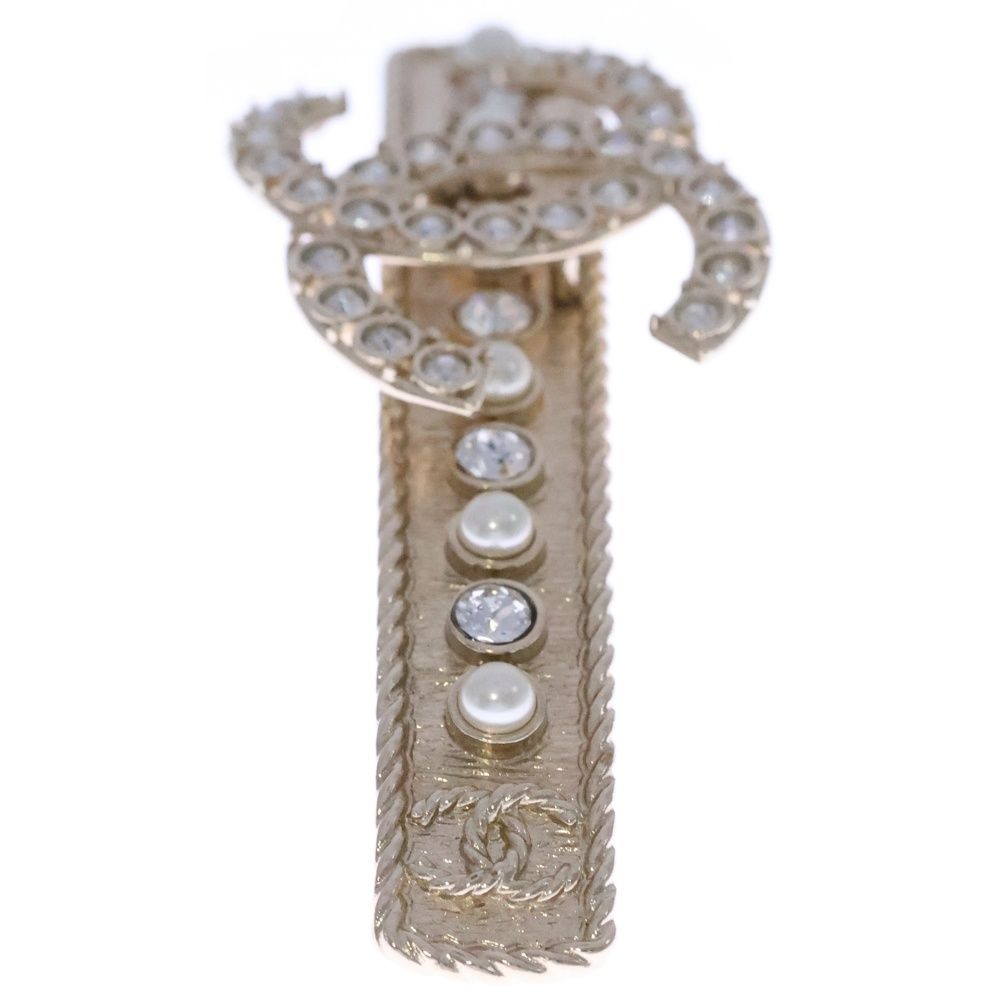 CHANEL (シャネル) バレッタ ココマーク ラインストーン×パール