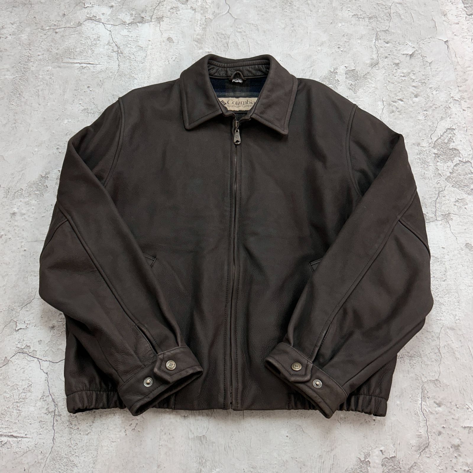 90s columbia コロンビア レザーフライトジャケット スイングトップ