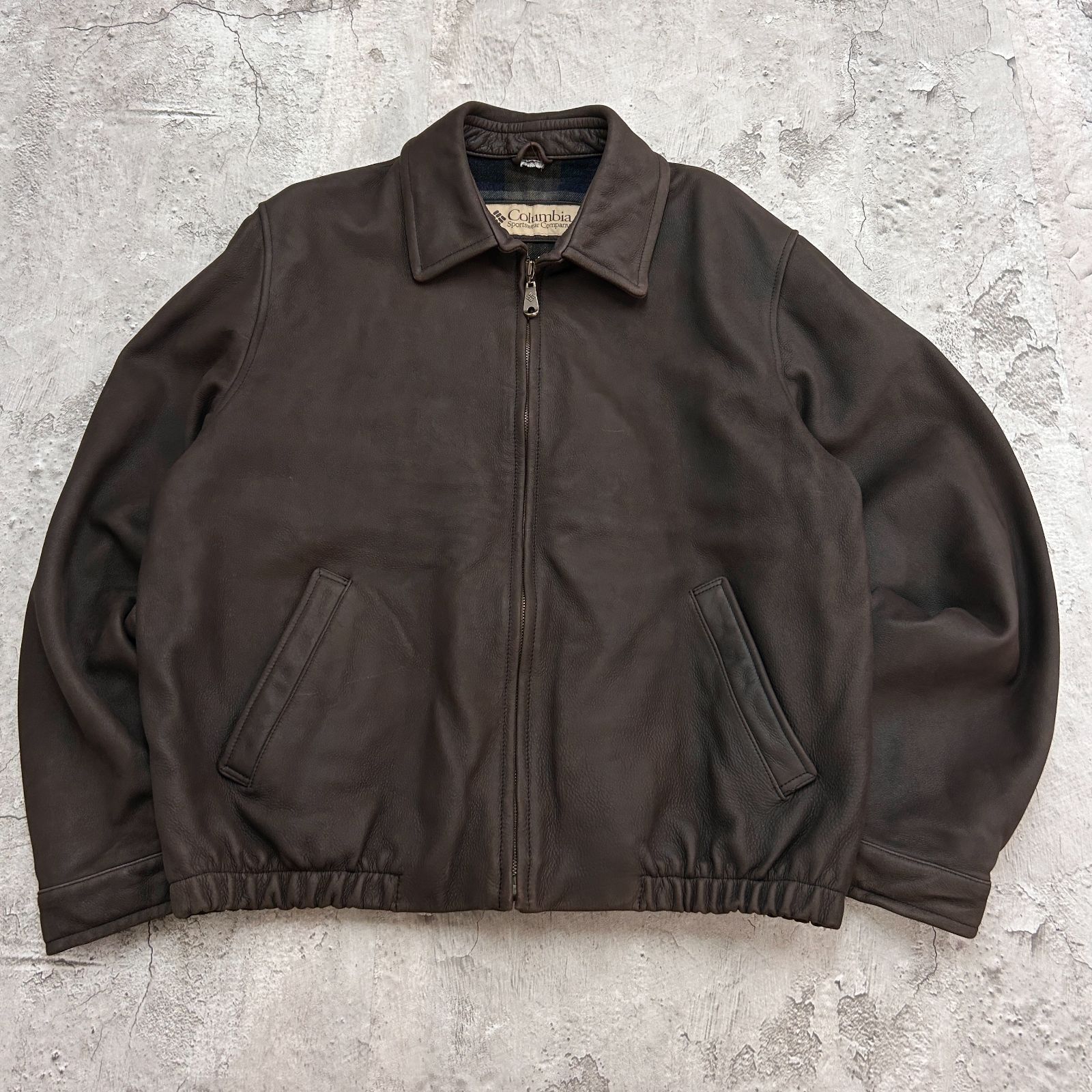 90s columbia コロンビア レザーフライトジャケット スイングトップ