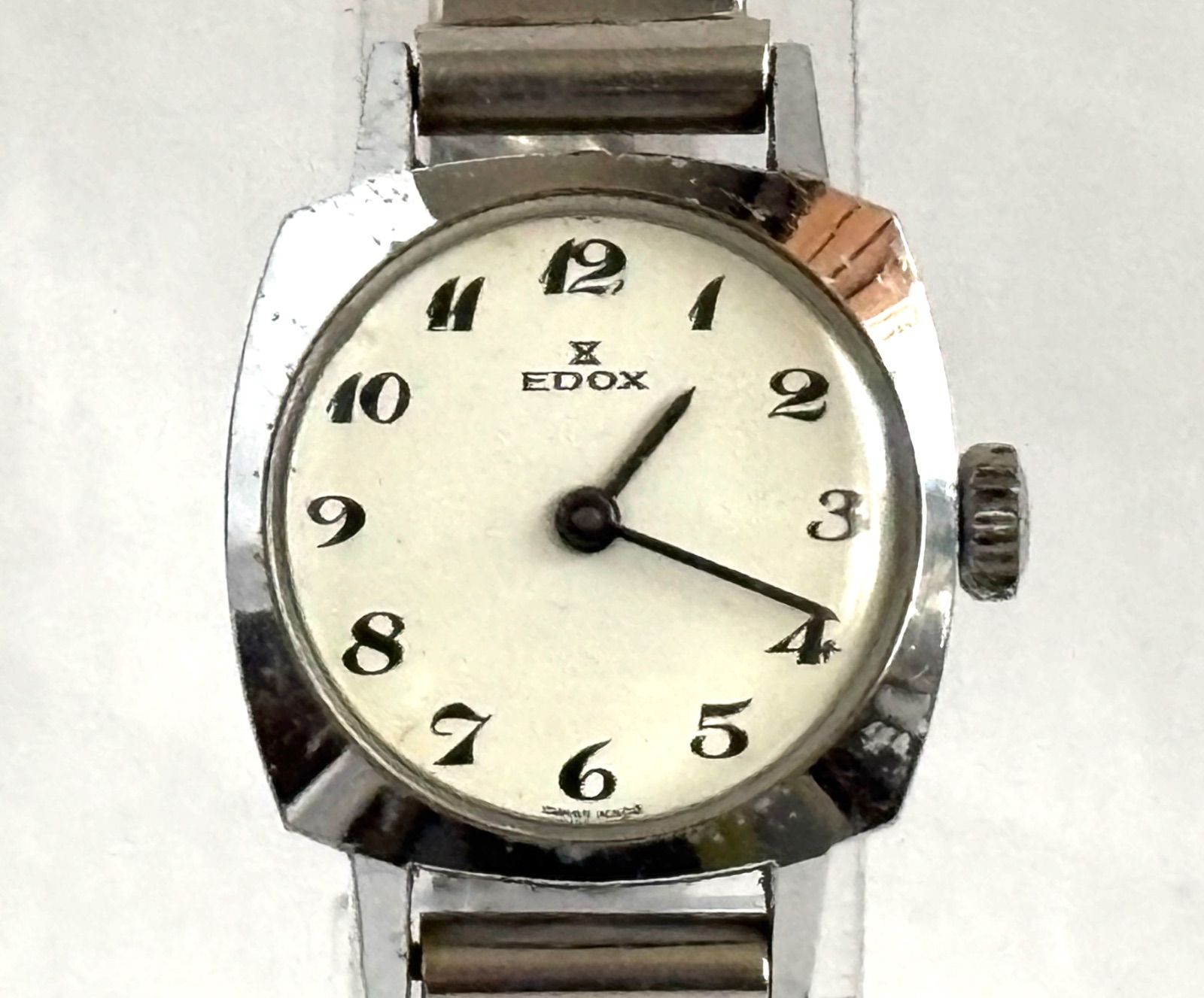 稼働品 EDOX エドックス 手巻き 腕時計 ホワイトレディース 現状品
