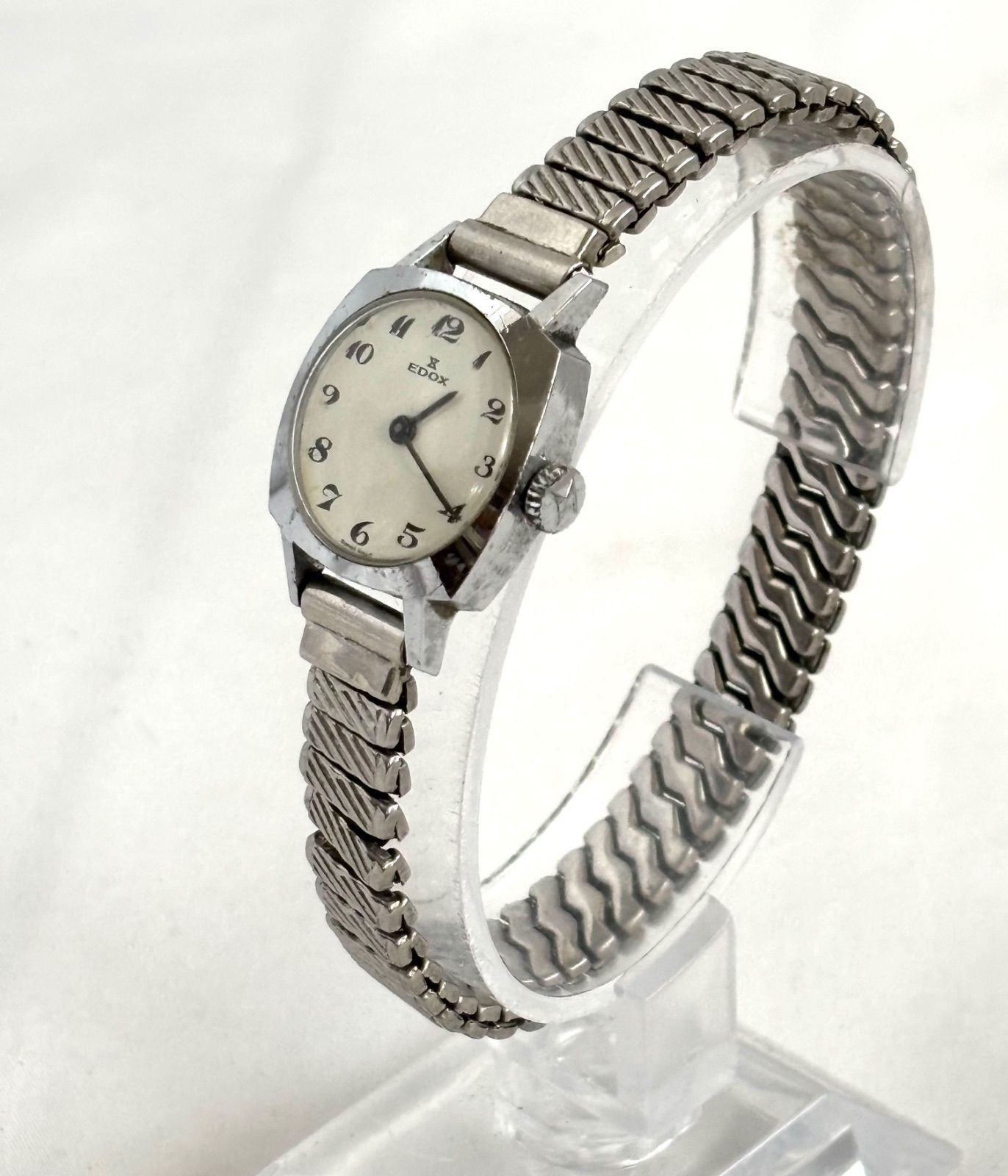 稼働品 EDOX エドックス 手巻き 腕時計 ホワイトレディース 現状品