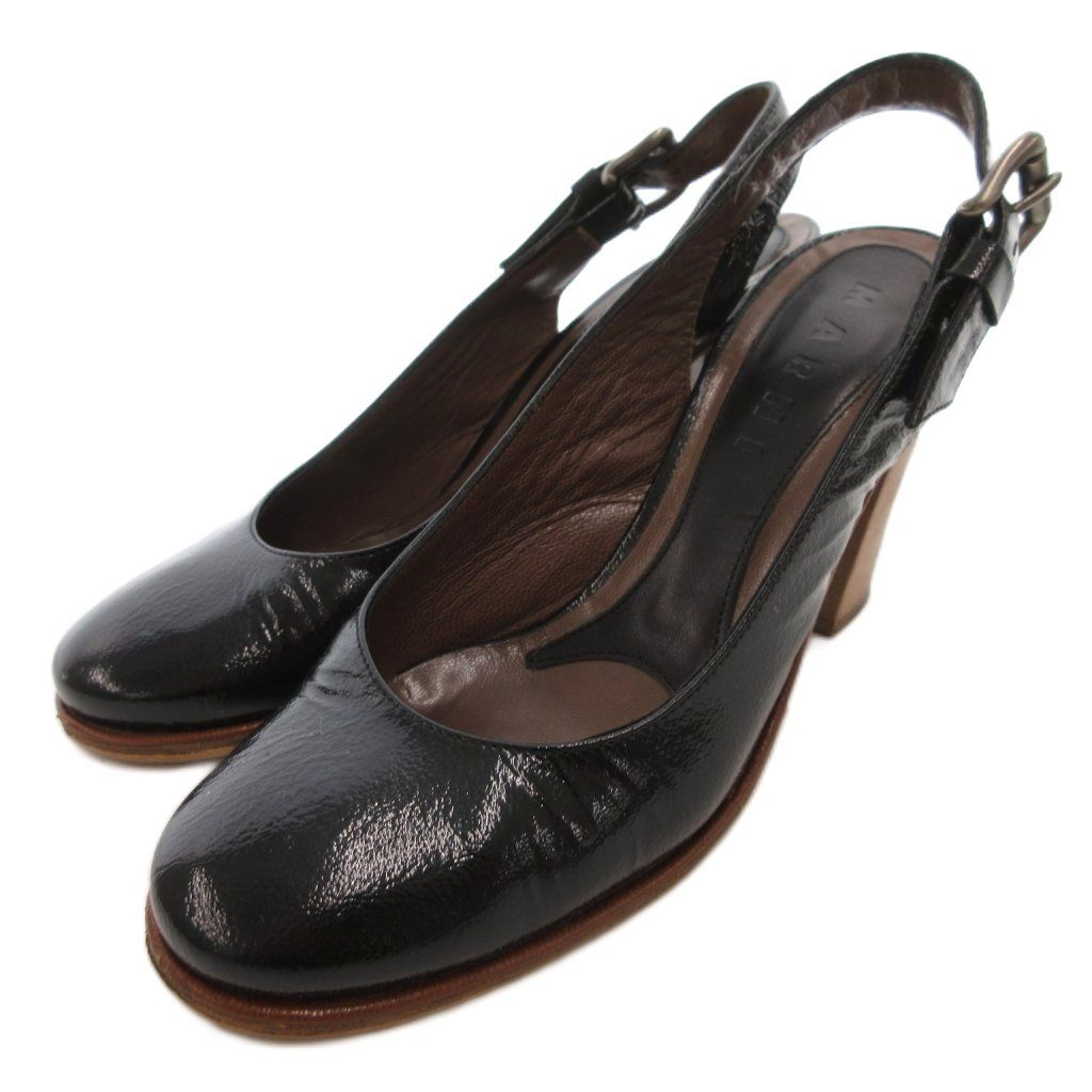 マルニ MARNI ストラップサンダル チャンキーヒール レザー 本革 36 黒