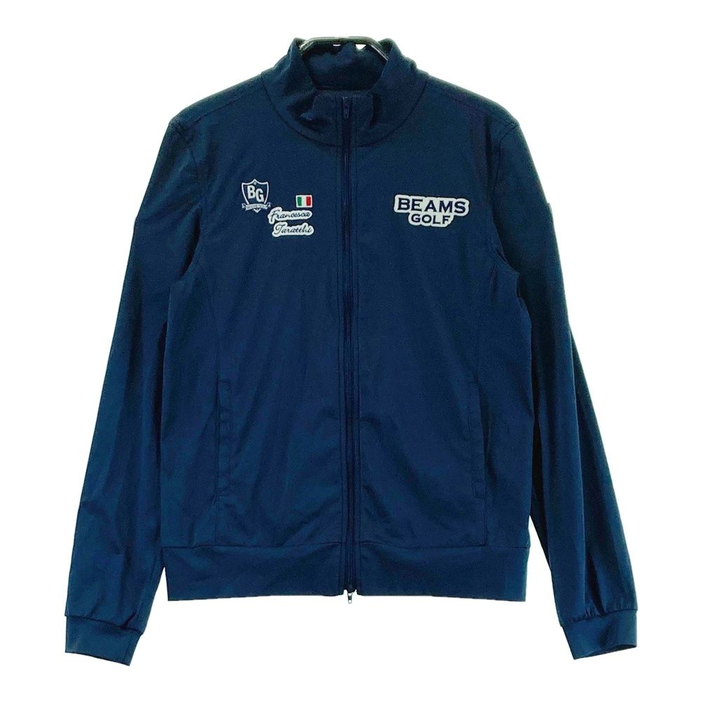 サイズ M BEAMS GOLF ビームスゴルフ ジップジャケット ワッペン ネイビー系 ゴルフウェア レディース ストスト