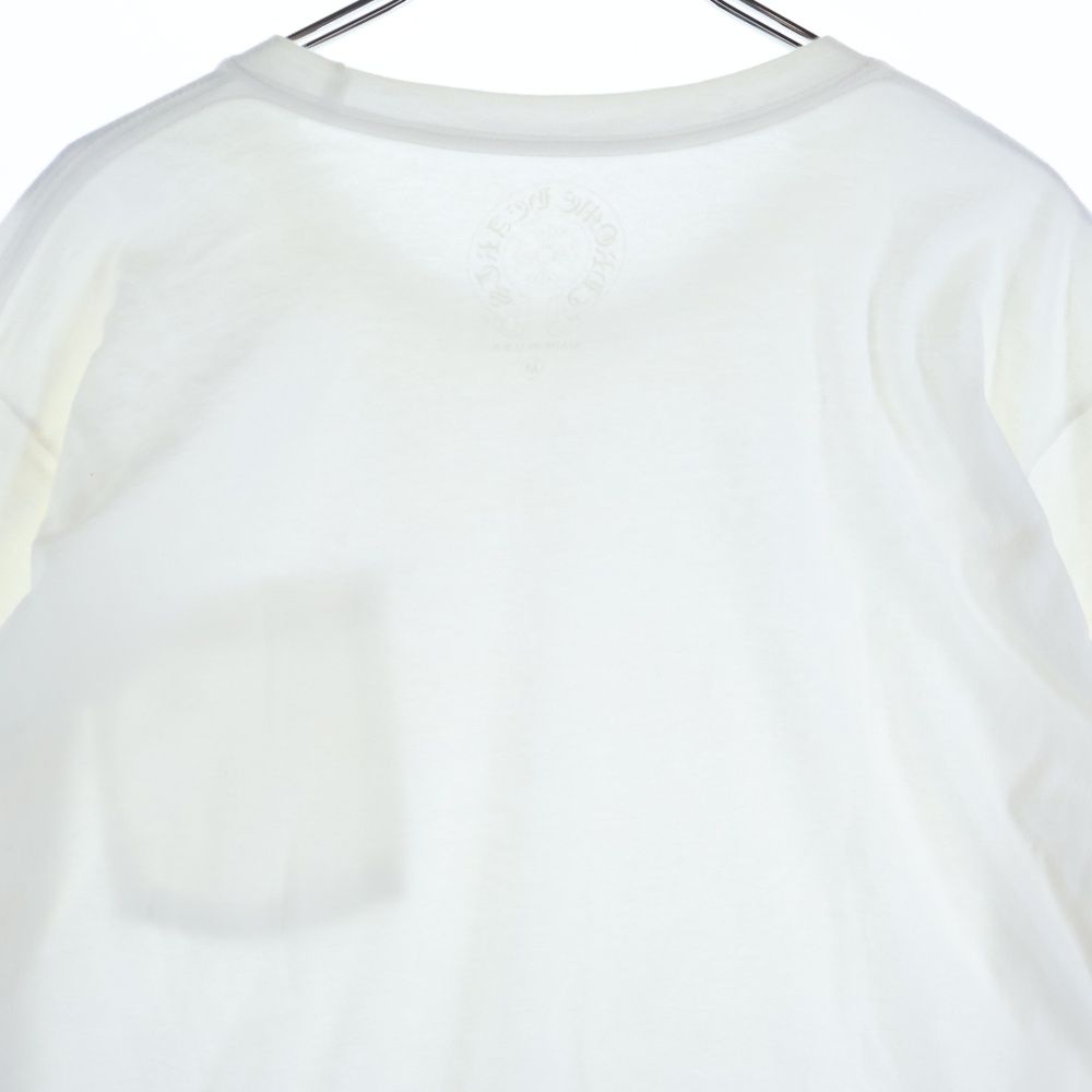 正規店購入 新品 クロムハーツ ネックロゴ クルーネック ロンT 白 M CHROME HEARTS(クロムハーツ) NECK LOGO L/S TEE ネックロゴ プリント