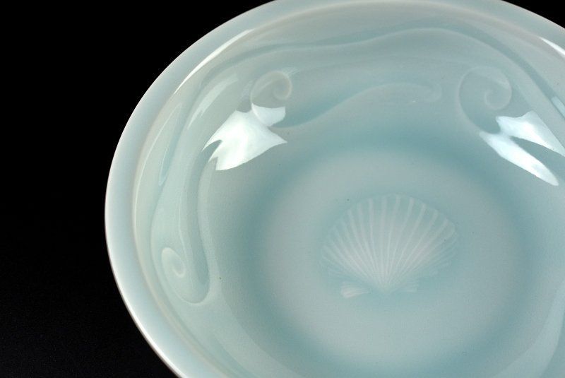 蔵A4920b】人間国宝 塚本快示 快山窯 青白磁貝文鉢 中鉢 共箱 - メルカリ