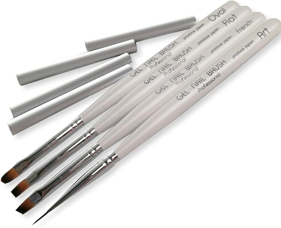 ジェルブラシ 4本セット ジェルネイル ホワイト ブラシ 筆 ネイル筆