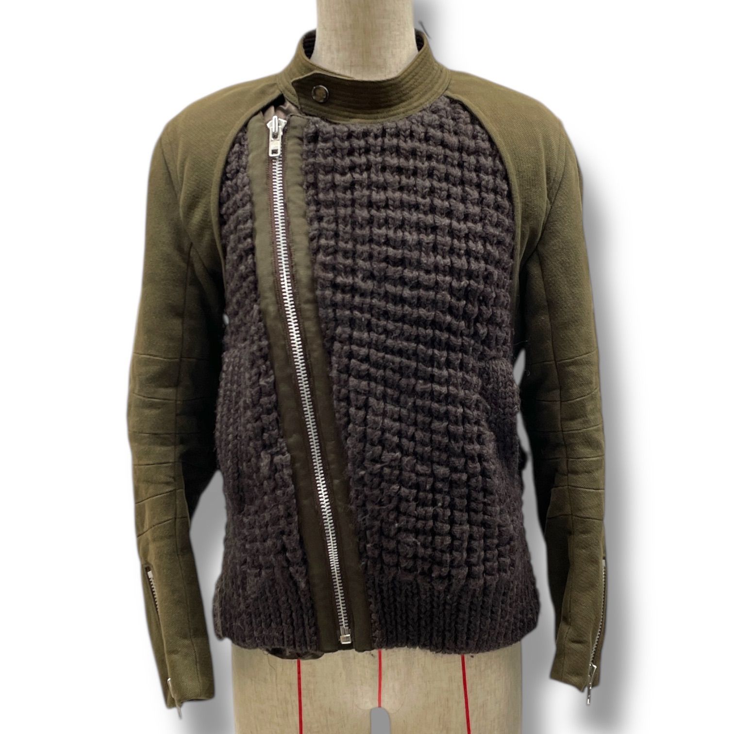 sacai サカイ ニット ライダース ジャケット 異素材 ドッキング