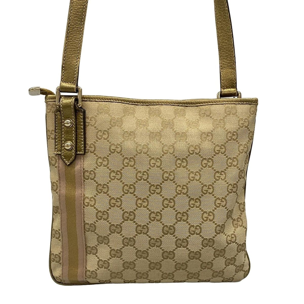 GUCCI(グッチ) ショルダーバッグ GG柄 144388 ベージュ×ゴールド