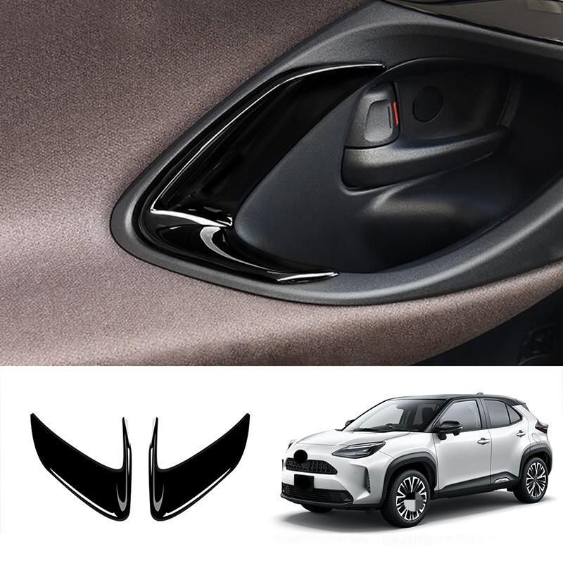【送料無料】トヨタYaris Cross 内ドアボウル装飾フレーム 2点セット ABS製 碳纤維/光沢ブラック インテリアパネル ドア内装飾パーツZX03