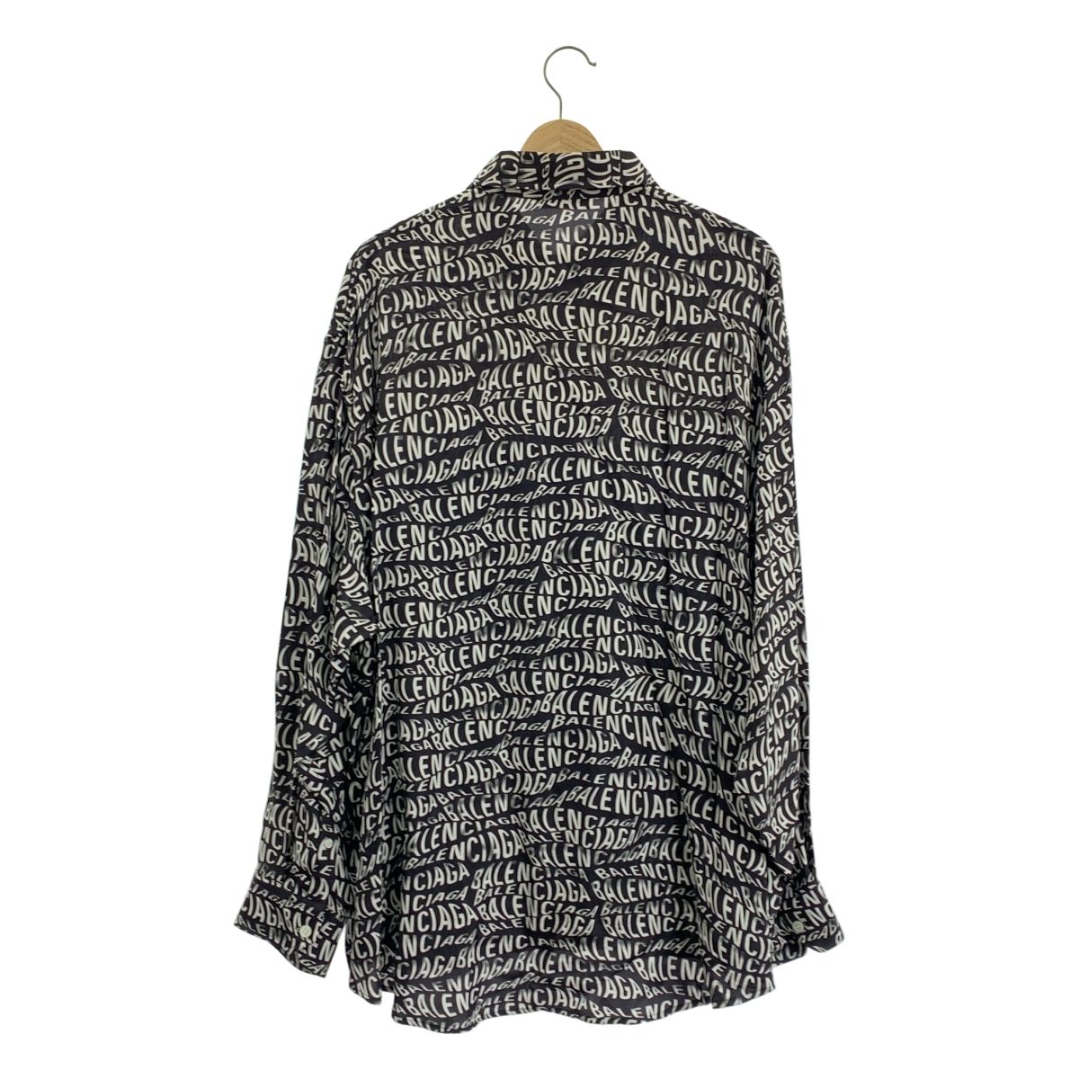 【美品】  BALENCIAGA / バレンシアガ | ツイストレターロゴ 総柄 オーバーサイズ シャツ | 36 | ブラック | レディース メルカリ