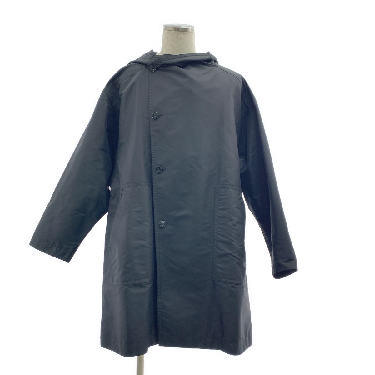 【美品】  JIL SANDER / ジルサンダー | ナイロン オーバーサイズ フーデッドコート | 48 | ブラック | メンズ 美品】 JIL SANDER / ジルサンダー | ナイロン オーバーサイズ
