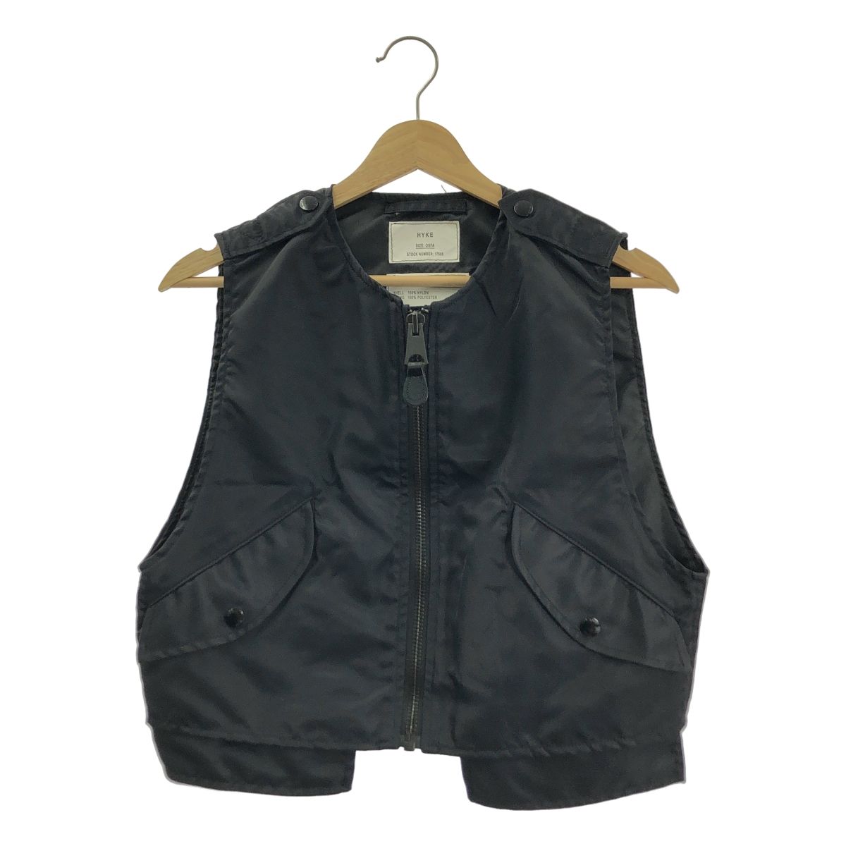 【美品】 HYKE / ハイク | 2025SS | TYPE L-2A VEST ナイロン クロップド ベスト | F | ブラック | レディース