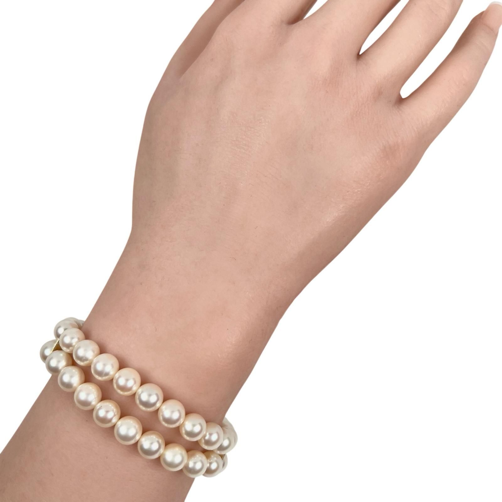 MIKIMOTO】ミキモト 真珠 2連 6.9～7.4mm パール×K14イエロー