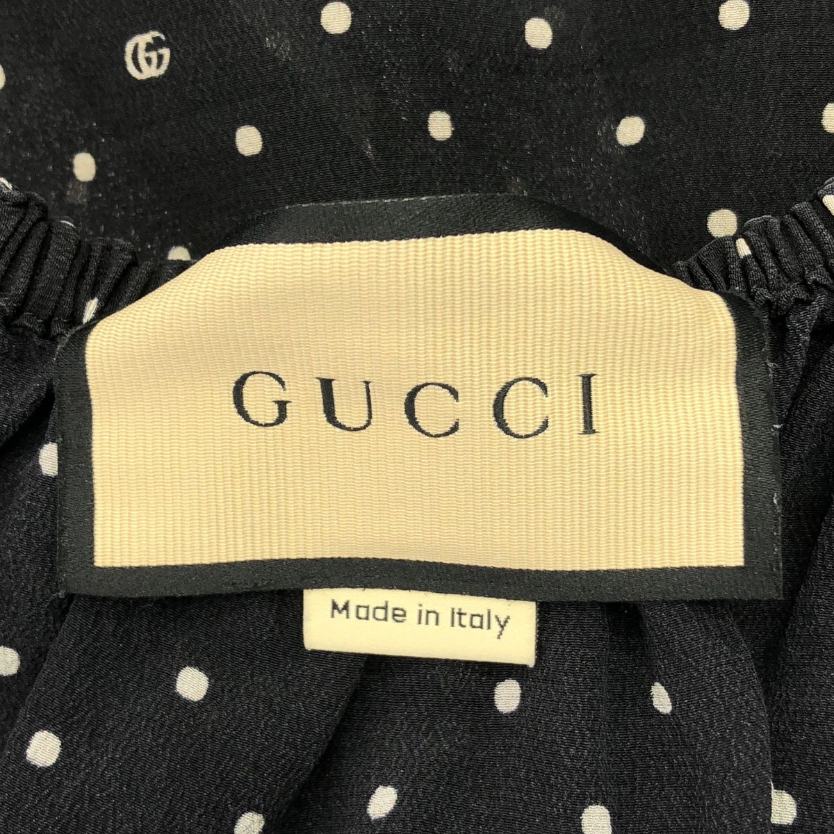 GUCCI / グッチ | シルク ドット フリル ブラウス | 40 | ブラック | レディース GUCCI / グッチ | シルク ドット フリル ブラウス | 40 | ブラック