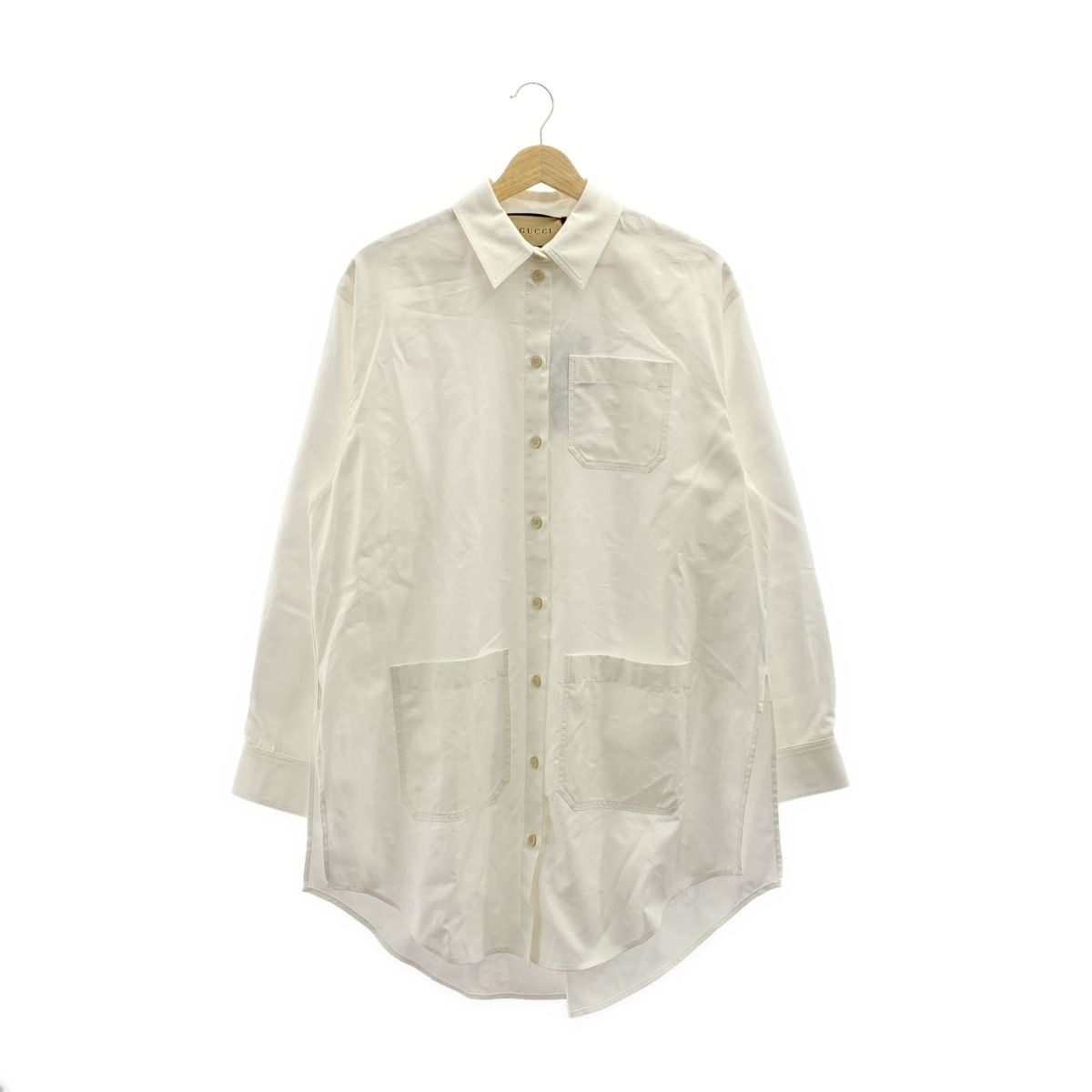 【美品】  GUCCI / グッチ | GGジャガード ポプリン シャツ | 40 | ホワイト | レディース 美品】 GUCCI / グッチ | GGジャガード ポプリン シャツ | 40