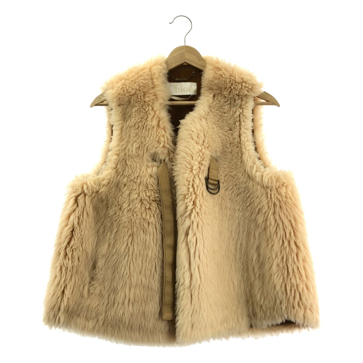 Chloe / クロエ | ファー ムートン ベスト | 36 | ベージュ/ブラウン