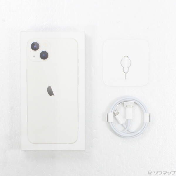 美品！新品付属品、選べる新品ケース！iPhone13 128GB スターライト iphone13(128GB)スターライト【無印良品ケース付き】 iphone13(128GB